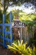 Funny sign that says (Its Cabrals fault) on Barra do Cahy Beach - Prado city - Bahia state (BA) - Brazil