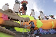 Allegories of the Bumbas oxen Caprichoso and Garantido in the city of Parintins - Parintins city - Amazonas state (AM) - Brazil