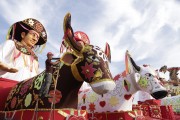 Allegories of the Bumbas oxen Caprichoso and Garantido in the city of Parintins - Parintins city - Amazonas state (AM) - Brazil