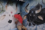 Playful of the Bumbas oxen Caprichoso and Garantido in the city of Parintins - Parintins city - Amazonas state (AM) - Brazil