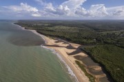 Picture taken with drone of river mouth at Barra do Cahy Beach - Prado city - Bahia state (BA) - Brazil