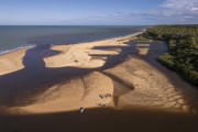 Picture taken with drone of river mouth at Barra do Cahy Beach - Prado city - Bahia state (BA) - Brazil