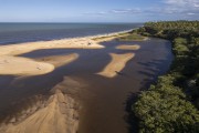Picture taken with drone of river mouth at Barra do Cahy Beach - Prado city - Bahia state (BA) - Brazil