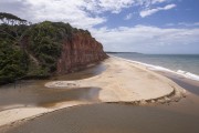 Picture taken with drone of cliffs at Japara Mirim Beach - Prado city - Bahia state (BA) - Brazil
