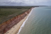 Picture taken with drone of cliffs at Japara Mirim Beach - Prado city - Bahia state (BA) - Brazil
