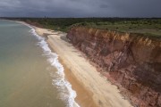 Picture taken with drone of cliffs at Japara Mirim Beach - Prado city - Bahia state (BA) - Brazil