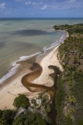 Picture taken with drone of river mouth at Imbassuaba Beach - Prado city - Bahia state (BA) - Brazil
