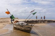 Tourists playing soccer on a deserted beach - Imbassuaba Beach - Prado city - Bahia state (BA) - Brazil