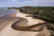 Picture taken with drone of river mouth at Imbassuaba Beach - Prado city - Bahia state (BA) - Brazil