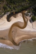 Picture taken with drone of river mouth at Imbassuaba Beach - Prado city - Bahia state (BA) - Brazil