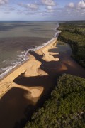 Picture taken with drone of river mouth at Barra do Cahy Beach - Prado city - Bahia state (BA) - Brazil