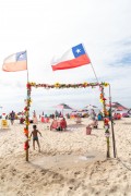 Decoration with flowers and flags on Copacabana Beach - Rio de Janeiro city - Rio de Janeiro state (RJ) - Brazil