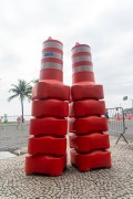 Stacked traffic cones - Post 6 on Copacabana Beach - Rio de Janeiro city - Rio de Janeiro state (RJ) - Brazil