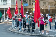 Chinese people holding flags await the passage of Chinese President Xi Jinping during the G20 meeting - Rio de Janeiro city - Rio de Janeiro state (RJ) - Brazil