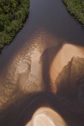 Picture taken with drone of river mouth at Barra do Cahy Beach - Prado city - Bahia state (BA) - Brazil