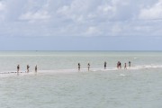Tourists on a large sandbank at Ponta do Corumbau - Prado city - Bahia state (BA) - Brazil