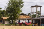 Restaurant with hammocks in the village of Ponta do Corumbau - Prado city - Bahia state (BA) - Brazil