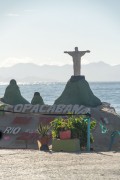 Sand sculpture representing Christ the Redeemer - Copacabana Beach - Rio de Janeiro city - Rio de Janeiro state (RJ) - Brazil