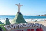 Sand sculpture representing Christ the Redeemer - Copacabana Beach - Rio de Janeiro city - Rio de Janeiro state (RJ) - Brazil