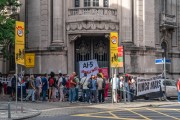 AI-5 Never Again, a demonstration in front of the building of the now-defunct DOPS ? Department of Political and Social Order, a repressive body of the military dictatorship, marking the 56th anniversary of Institutional Act No. 5, organized by the RJ Memory, Truth, Justice and Reparation Collectives, with the participation of visual and theatrical artists - Rua da Relaçao 40 - Rio de Janeiro city - Rio de Janeiro state (RJ) - Brazil