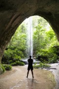 Waterfall in Moroaga Cave - APA Caverna do Moroaga - Presidente Figueiredo city - Amazonas state (AM) - Brazil