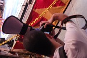 Photographer with a disability photographing Unicirco Art Education Community VI - Quinta da Boa Vista - Rio de Janeiro city - Rio de Janeiro state (RJ) - Brazil