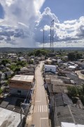 Picture taken with drone of street and houses in Presidente Figueiredo - Presidente Figueiredo city - Amazonas state (AM) - Brazil