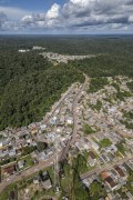Picture taken with drone of street and houses in Presidente Figueiredo - Presidente Figueiredo city - Amazonas state (AM) - Brazil