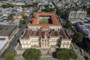 Picture taken with drone of the facade of the Palace of Justice (1930) - headquarters of the Justice Court of Manaus - Manaus city - Amazonas state (AM) - Brazil