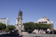 Sao Sebastiao Square - well as the Copacabana pattern was inspired by the Rossio Square in Lisbon - with the Monument to Open Ports to Friendly Nations (1900) and Amazon Theatre (1896) - Manaus city - Amazonas state (AM) - Brazil