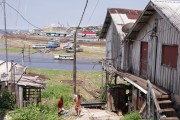 Stilt houses during drought on the Negro River - Manaus city - Amazonas state (AM) - Brazil