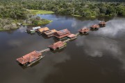 Picture taken with drone of the Uakari Lodge Floating Inn- Mamiraua Sustainable Development Reserve - Alvaraes city - Amazonas state (AM) - Brazil