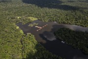 Picture taken with drone of the Uakari Lodge Floating Inn- Mamiraua Sustainable Development Reserve - Alvaraes city - Amazonas state (AM) - Brazil