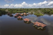 Picture taken with drone of the Uakari Lodge Floating Inn- Mamiraua Sustainable Development Reserve - Alvaraes city - Amazonas state (AM) - Brazil