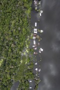 Picture taken with drone of floating houses in the riveribe community of Boca do Mamiraua - Mamiraua Sustainable Development Reserve - Alvaraes city - Amazonas state (AM) - Brazil