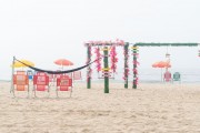 Beach chairs and sun umbrella - Copacabana Beach waterfront  - Rio de Janeiro city - Rio de Janeiro state (RJ) - Brazil