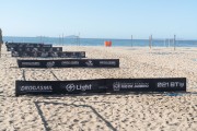 Advertising signs on the sands of Copacabana Beach - Rio de Janeiro city - Rio de Janeiro state (RJ) - Brazil