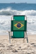 Beach chair with flag of Brazil for rent - Post 6 of Copacabana Beach - Rio de Janeiro city - Rio de Janeiro state (RJ) - Brazil