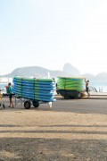 Cargo trolley for transporting surfboards on sidewalk of Copacabana Beach - Rio de Janeiro city - Rio de Janeiro state (RJ) - Brazil
