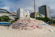 Sand sculpture by artist Rogean Rodrigues representing Christ the Redeemer - Copacabana Beach - Rio de Janeiro city - Rio de Janeiro state (RJ) - Brazil