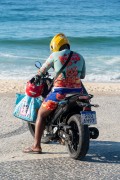 Motorcyclist stopped on the boardwalk of Arpoador Beach. - Rio de Janeiro city - Rio de Janeiro state (RJ) - Brazil