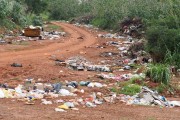 Trash dumped illegally on a road in a rural area - Selviria city - Mato Grosso do Sul state (MS) - Brazil