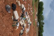 Trash dumped illegally on a road in a rural area - Selviria city - Mato Grosso do Sul state (MS) - Brazil