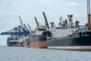Cargo ships docked at the Port of Paranagua - Paranagua city - Parana state (PR) - Brazil