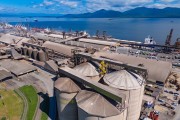 Silos and conveyor belts in the export corridor of the Port of Paranagua - Paranagua city - Parana state (PR) - Brazil