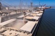 Soybeans loaded on a ship for export - Paranagua city - Parana state (PR) - Brazil