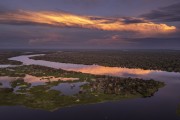 Picture taken with drone of river and flooded forest - Mamiraua Sustainable Development Reserve - Alvaraes city - Amazonas state (AM) - Brazil