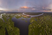 Picture taken with drone of river and flooded forest - Mamiraua Sustainable Development Reserve - Alvaraes city - Amazonas state (AM) - Brazil