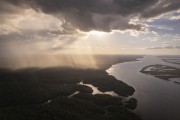 Picture taken with drone of rain over the Amazon rainforest - Anavilhanas National Park - Novo Airao city - Amazonas state (AM) - Brazil