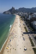 Picture taken with drone of the Ipanema Beach with the Morro Dois Irmaos (Two Brothers Mountain) and Rock of Gavea in the background - Rio de Janeiro city - Rio de Janeiro state (RJ) - Brazil